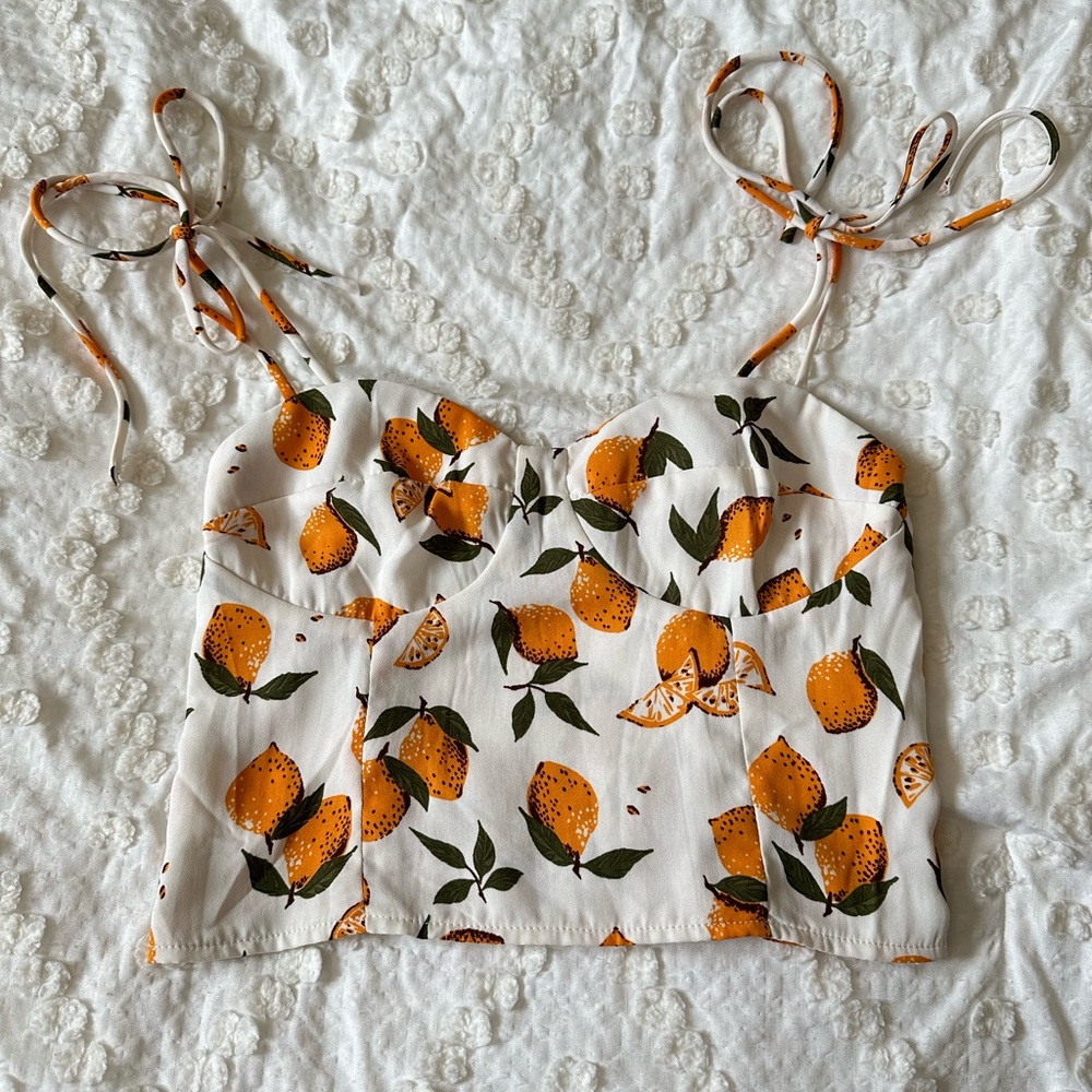 Stitch and Feather Bustier Crop top